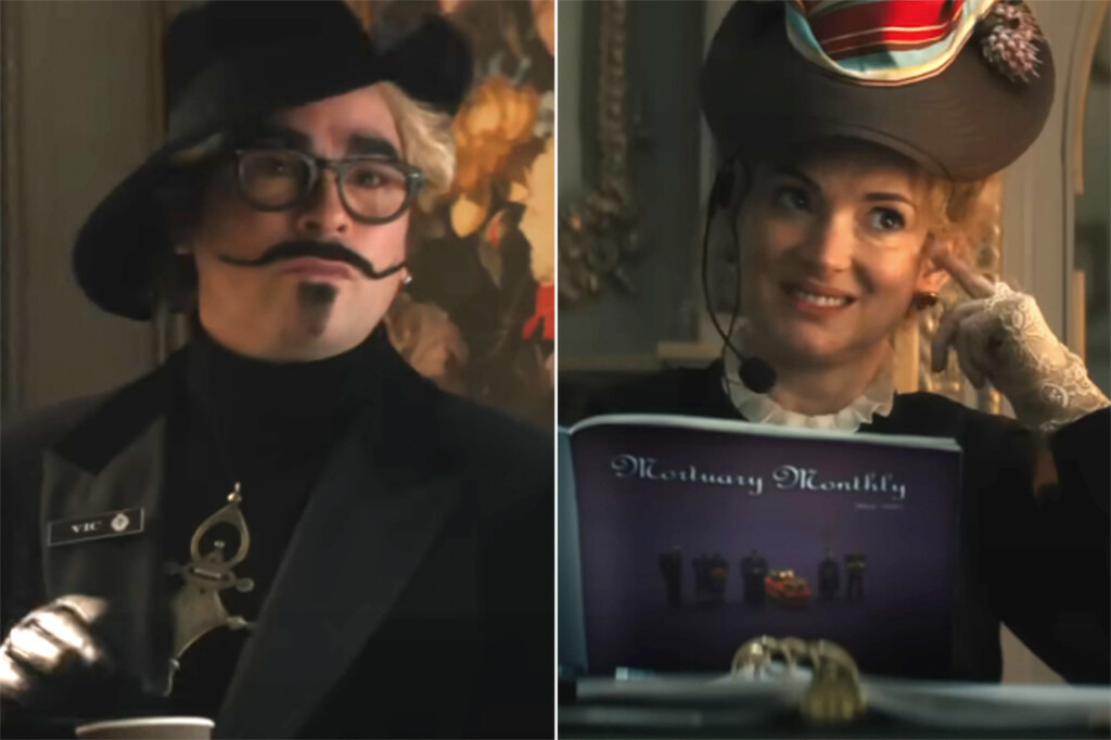 Dan Levy e Winona Ryder em Mansão Mal-Assombrada