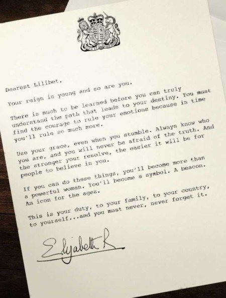 Carta da Rainha Elizabeth para si mesma quando jovem