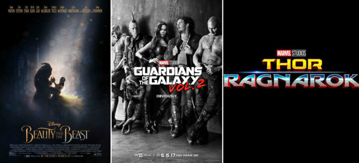 A Bela e A Fera, Guardiões da Galáxia Vol.2 e Thor: Ragnarok