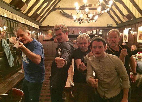 Viggo Mortensen, Orlando Bloom, Dominic Monaghan, Elijah Wood e Billy Boyd