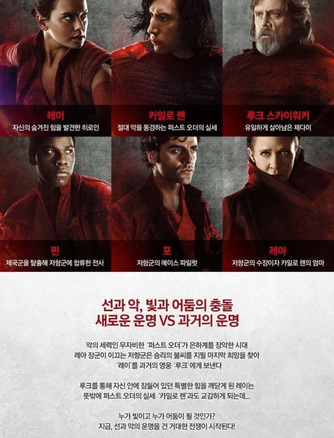Pôster sul-coreano de Star Wars: Os Últimos Jedi.