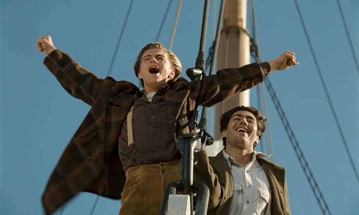 "Eu sou o rei do mundo", frase dita por Leonardo DiCaprio.