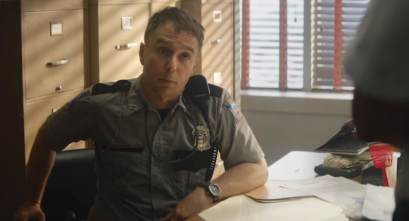 Sam Rockwell em Três Anúncios Para um Crime.