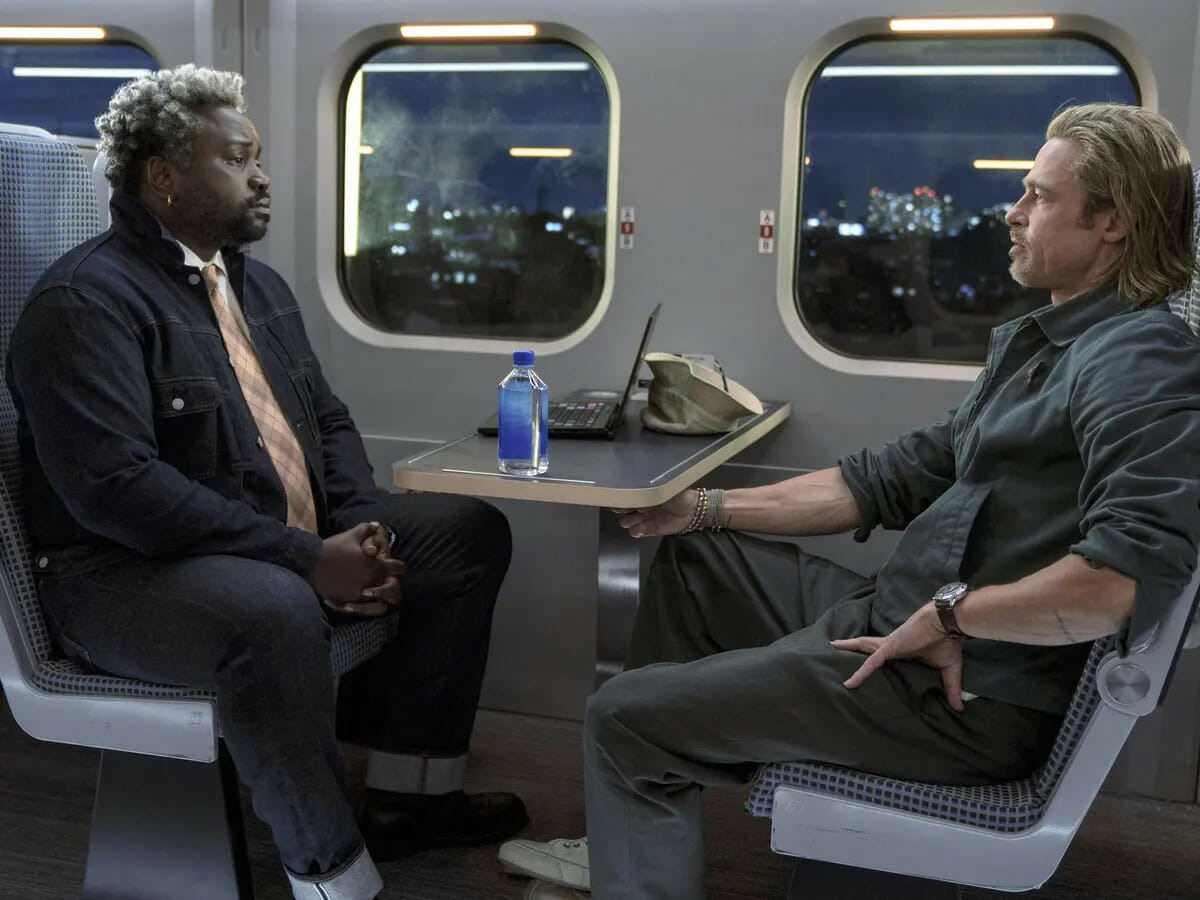 Brad Pitt e Brian Tyree Henry em Trem-Bala.
