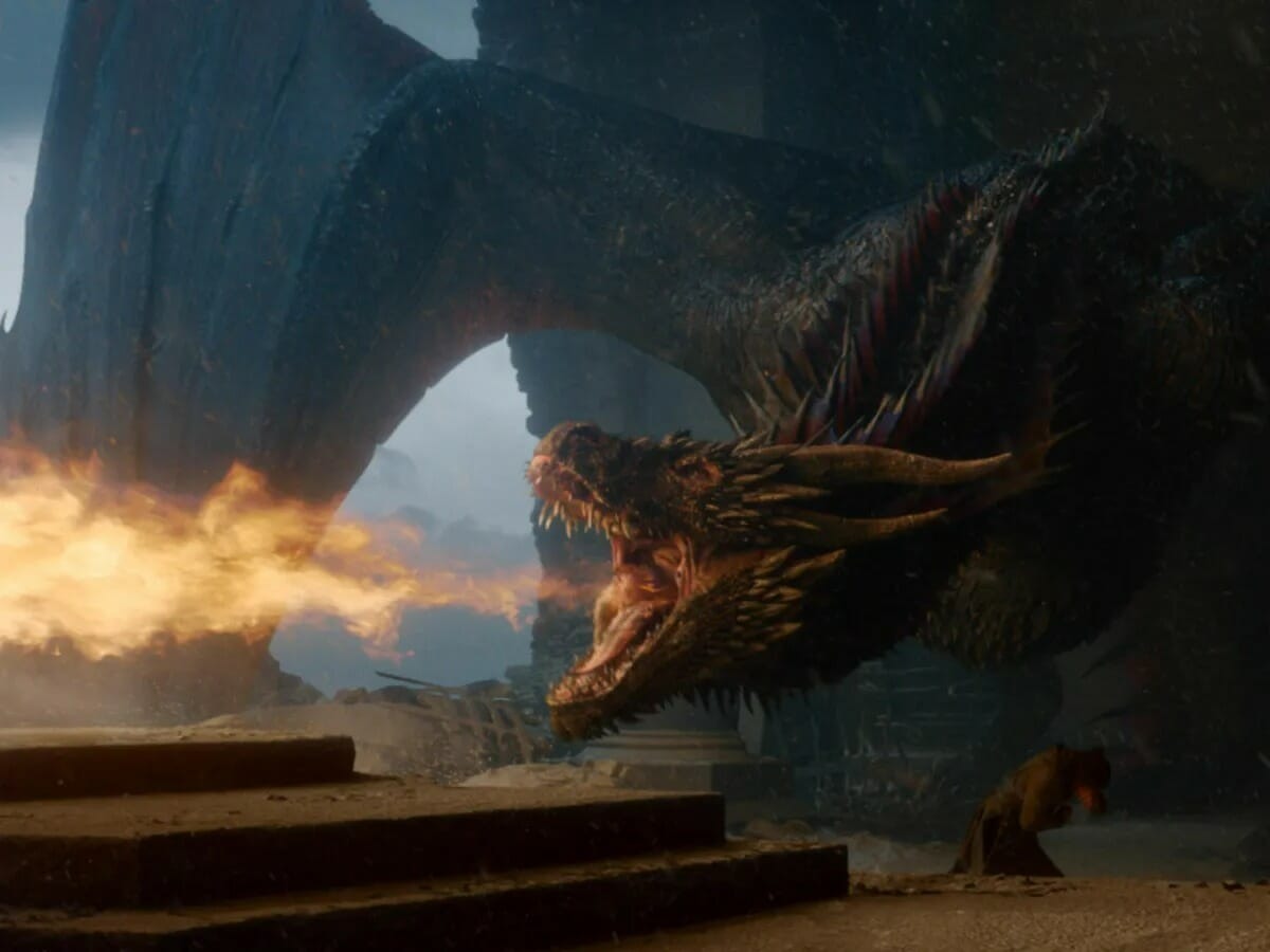 Drogon destruindo o Trono de Ferro