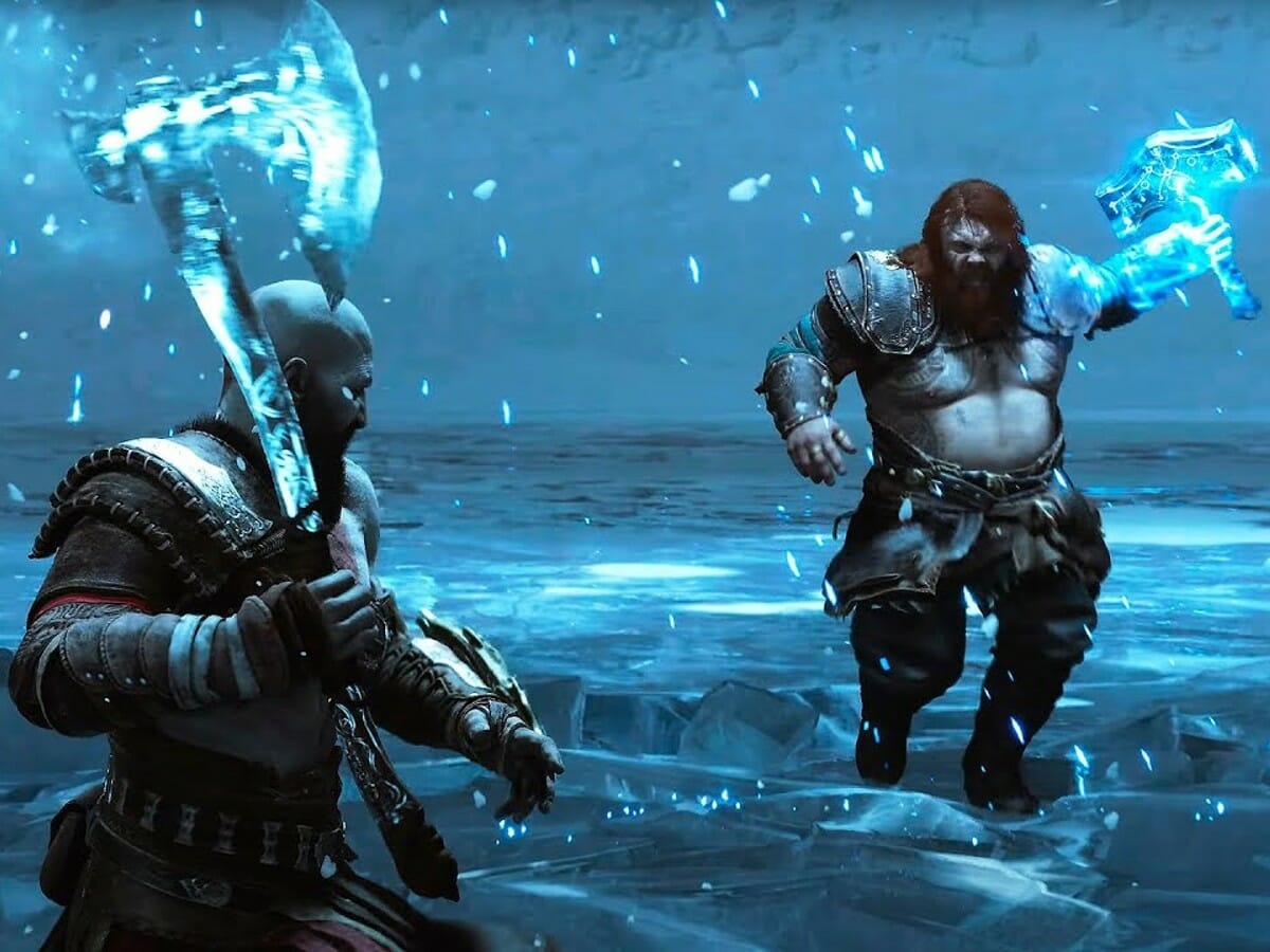 Kratos vs Thor em God of War: Ragnarok