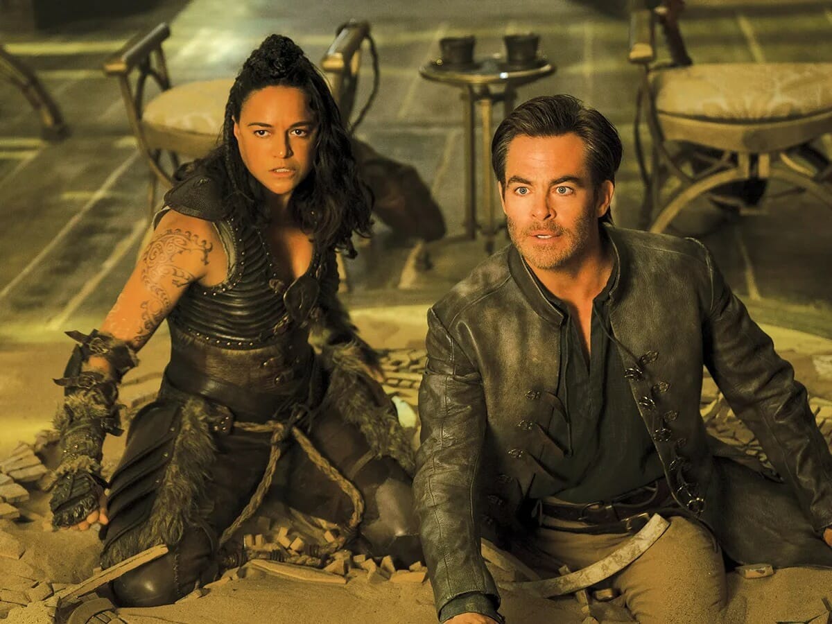 Michelle Rodriguez e Chris Pine em Dungeons & Dragons: Honra entre Ladrões