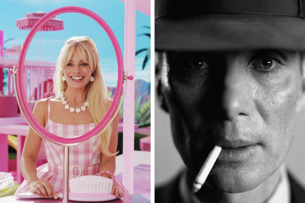 Margot Robbie em Barbie e Cillian Murphy em Oppenheimer.