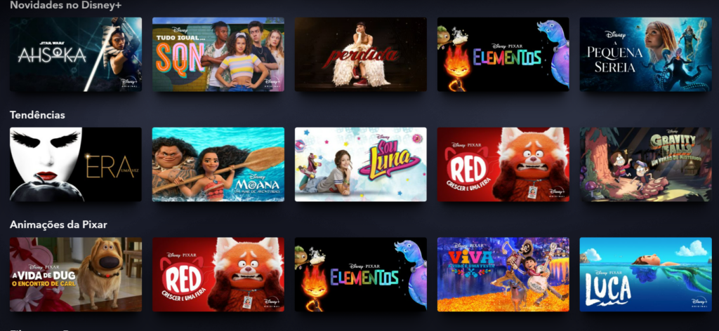 Interface do Disney+
