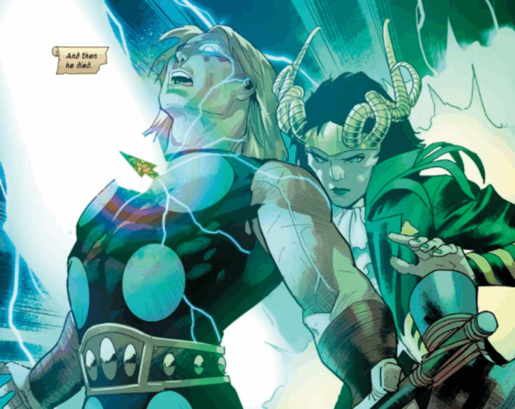Loki usa a Flecha da Eternidade para matar Thor e reescrever a realidade, criando uma nova era no Universo Marvel